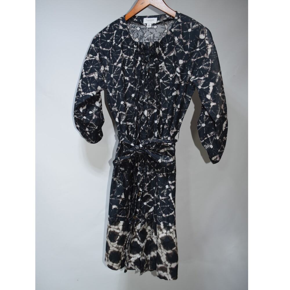 Thakoon for Target Black Abstract Print Cotton Pleated Shirt Dress Size M